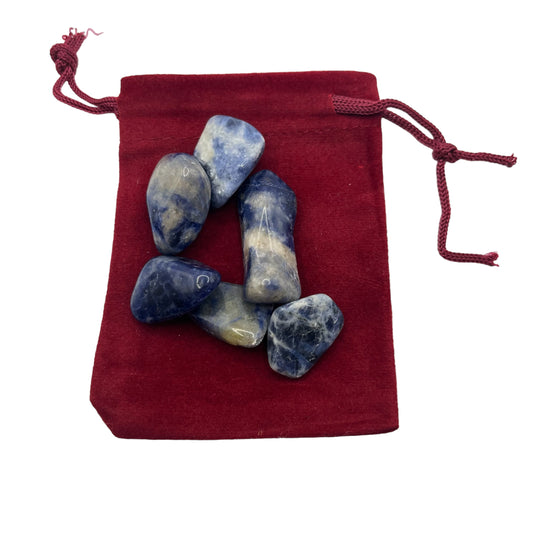 Zakje trommelstenen, blauwe quartz