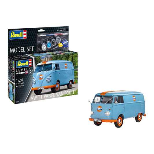 Revell Model Set VW T1 panel van (Gulf Decoration) modelbouwpakket met basisaccessoires