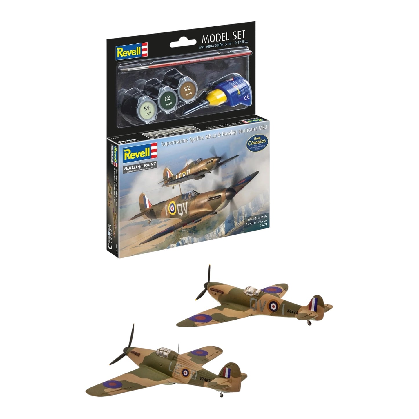 Revell Spitfire Mk.Ia & Hurricane Mk.I modelbouwpakket met basisaccessoires